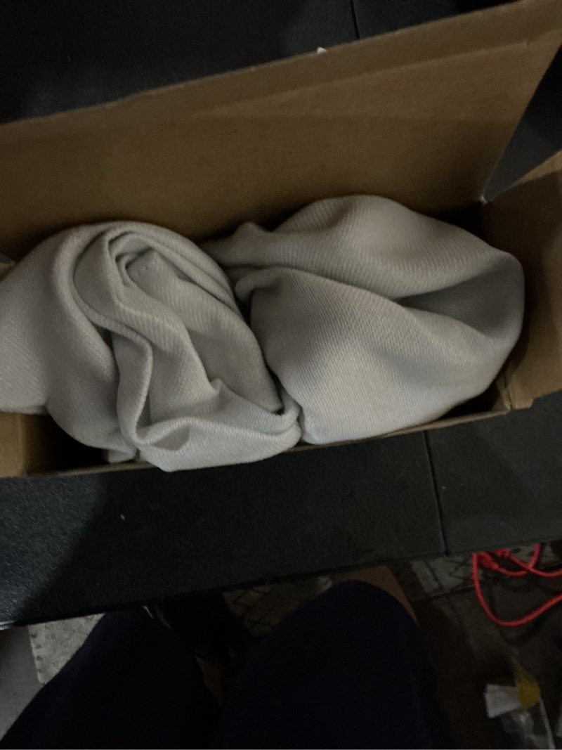 Condition photo showing As Is for style selections 84-in brilliant white blackout rod pocket curtain panel pair