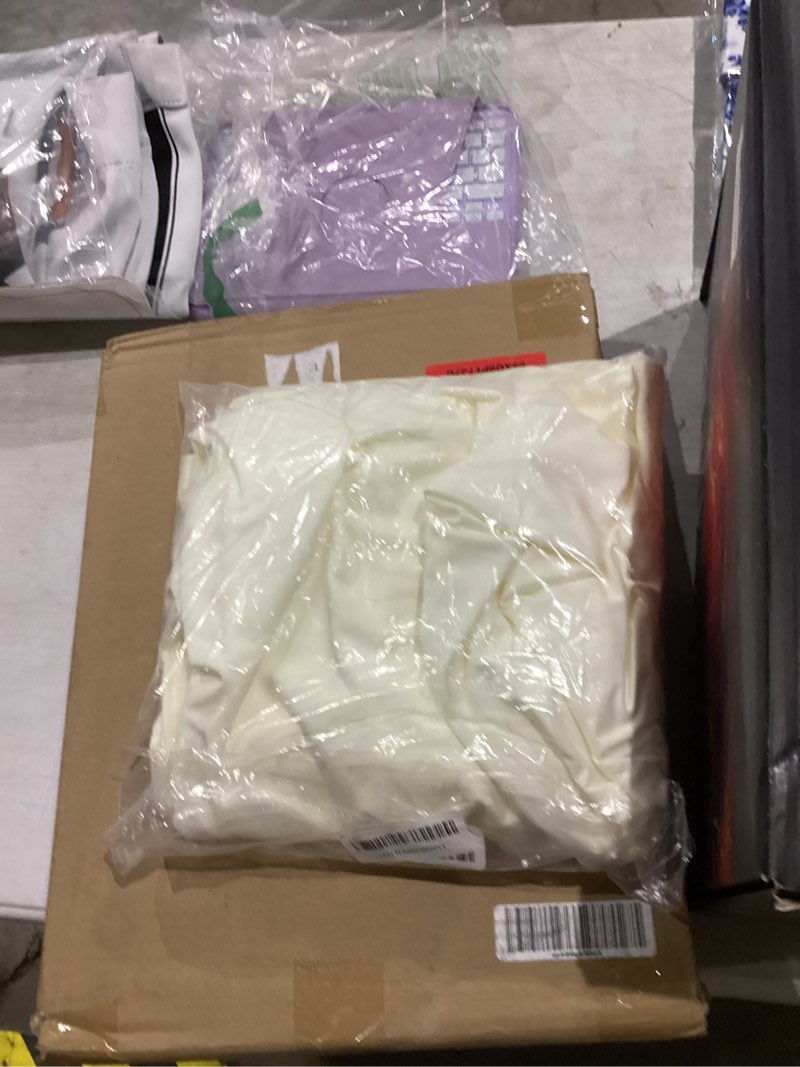 Condition photo showing As Is for Wokceer Wedding Arch Backdrop Cover 7.2FT, 6FT Spandex Fitted Ivory Arch Covers 2 Set Round Top Chiara Arches Backdrop Cover for Birthday Party Ceremony Banquet Decoration 7.2FT,6FT Ivory