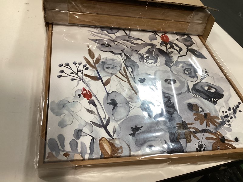Condition photo showing Good Condition for tigeridge Botanical Framed Wall Art - Floral Canvas Pictures Wall Decor Grey Blue Brown Flowers Pain