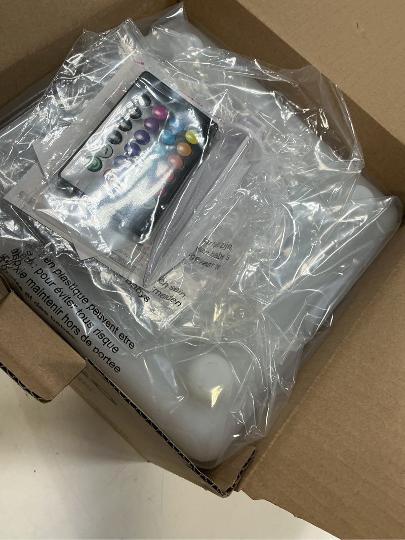 Condition photo showing New/Like New for Mr.Go Solar Cube Light, 8-inch RGB Solar Powered Cube Lamp with Remote/Button Control, Outdoor LED Solar Landscape Light 16 Colors & 4 Modes, Great for Garden Patio Yard Pathway Ambience Lighting