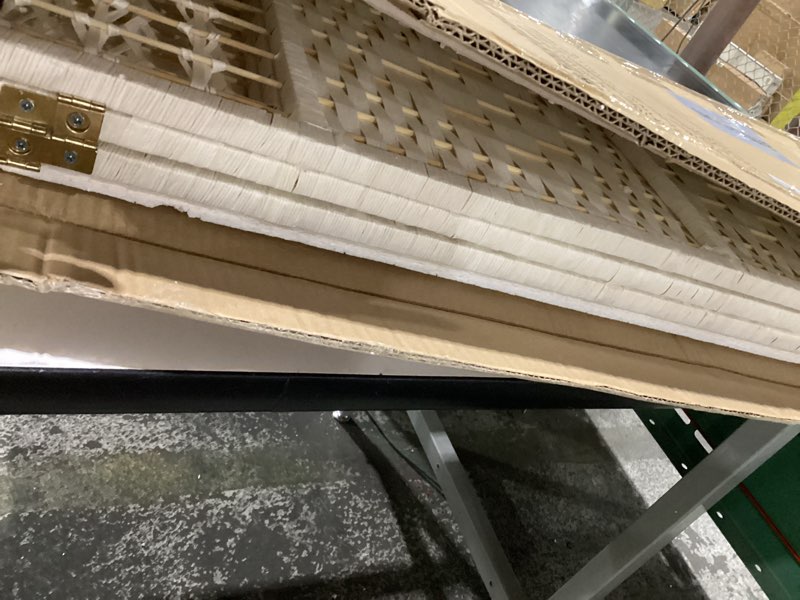 Condition photo showing Good Condition for 4 ft. Short Fiber Weave Folding Screen - White - 3 Panels White 3 Panel