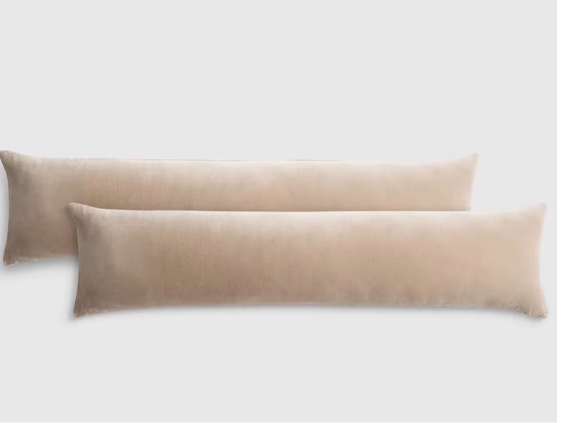 cotton velvet oversized lumbar pillow cover (set of 1) color taupe 12”x48”