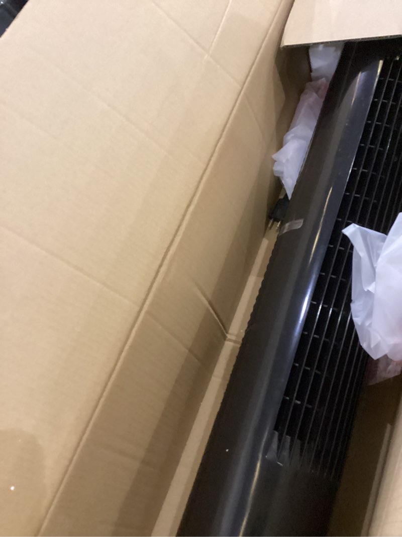 Condition photo showing As Is for Dreo Tower Fan for Bedroom, 42 Inch 120° Oscillating Fan, 25dB Quiet DC Motor, 28ft/s Velocity Bladeless Standing Fan with 12 Speeds, 4 Modes, 12H Timer Cooling Fans for Home, Living Room, Pilot Max S Silver 42 Inch Tower Fan