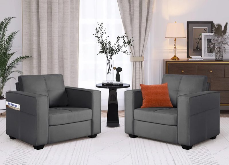 ((Incomplete))LAZZO Accent Chairs Set of 2 (Dark Grey)