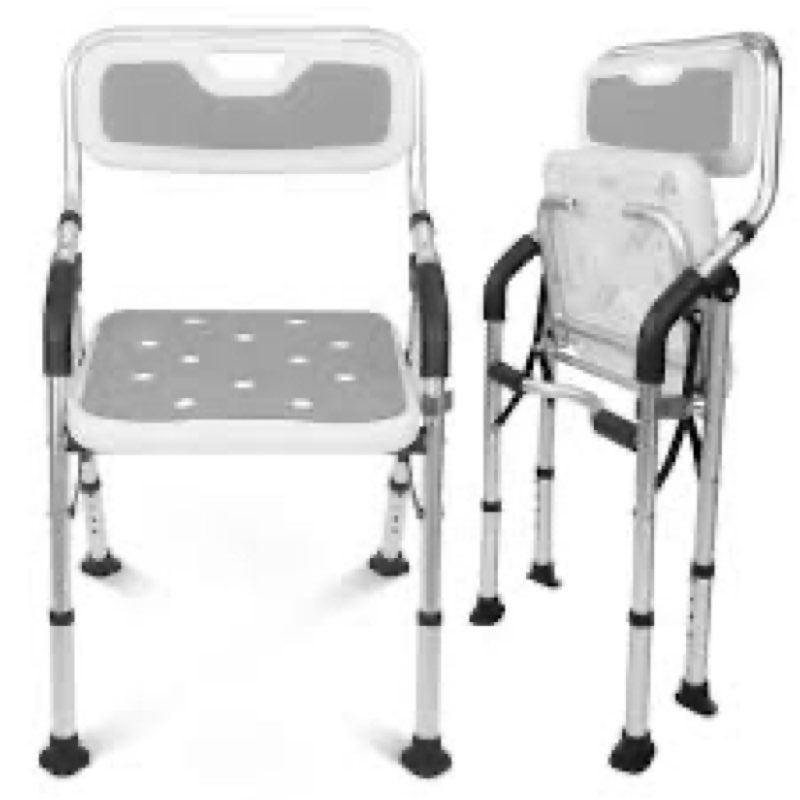 foldable shower chair for inside shower with arms and back, shower chair for elderly and disabled wi