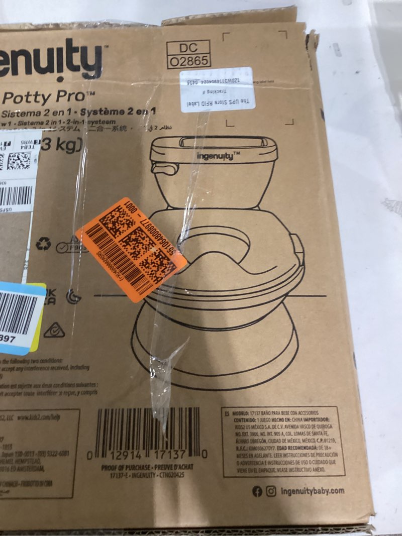 ingenuity my size potty pro in pink, infant potty training toilet, lifelike flushing sound, for ages