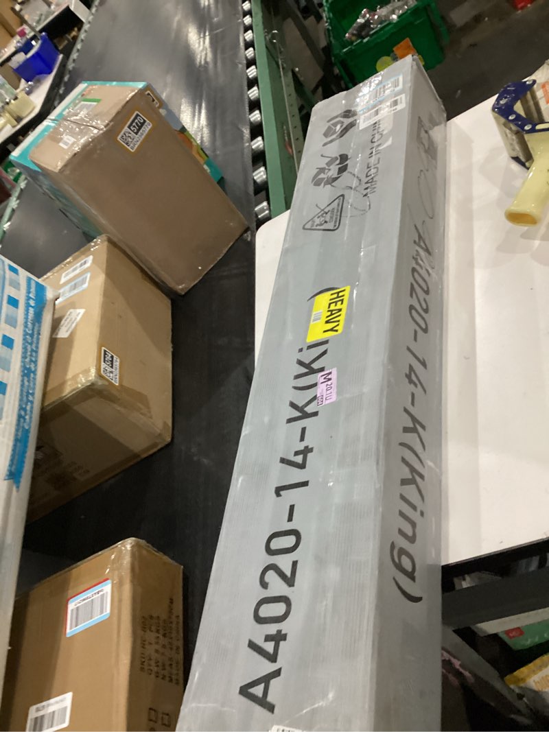 Condition photo showing As Is for Metal Bed Frame,King Size Bed Frame with Storage Space,Heavy Duty Sturdy Mattress Foundation,Easy Assembly,No Box Spring Needed, Black,14 Inch,King King 14 Inch