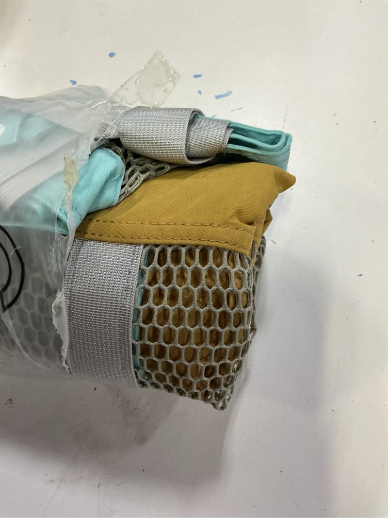 Condition photo showing Good Condition for STOVER Extra Large Mesh Beach Bag, Vacation, Pool, Shopping & Travel Tote - Foldable w/Storage Pouch & Pockets for Women, Men Large Yellow / Aqua