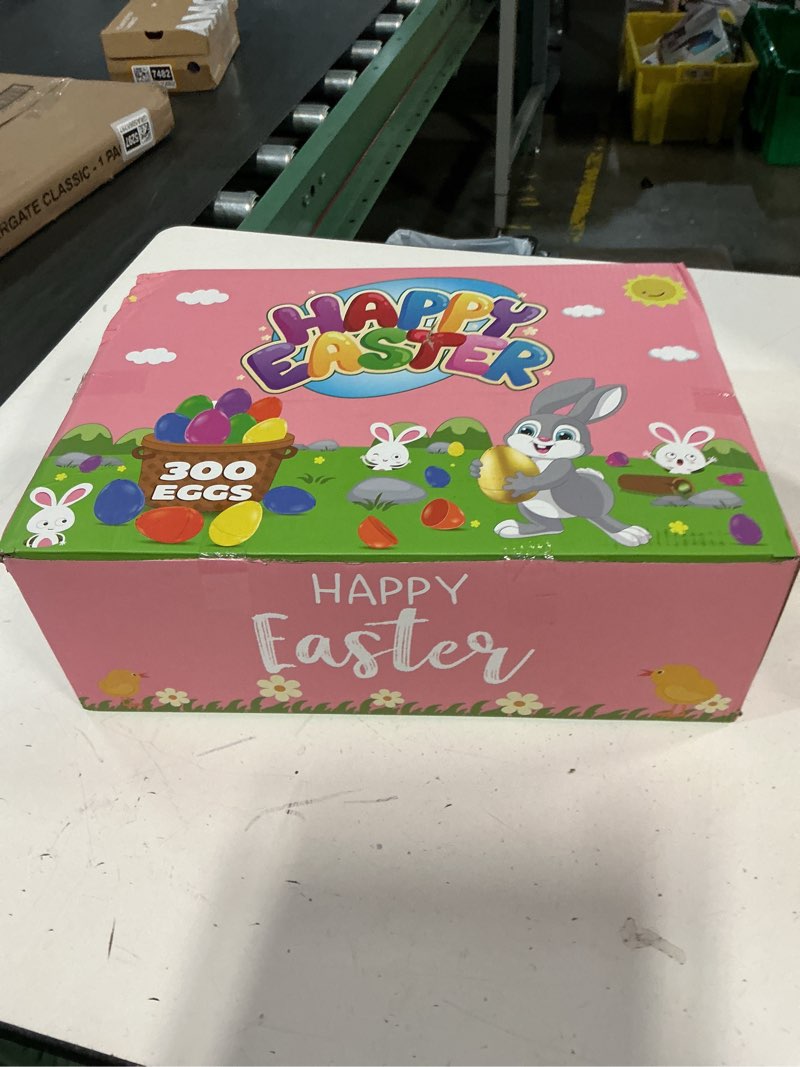 Condition photo showing New/Like New for 300 pack 3 inch large fillable plastic easter eggs bulk include 6 surprise golden eggs, bright color empty easter eggs for easter hunts, basket stuffers fillers, easter party favors classroom prize 200 pack-3.15 inch
