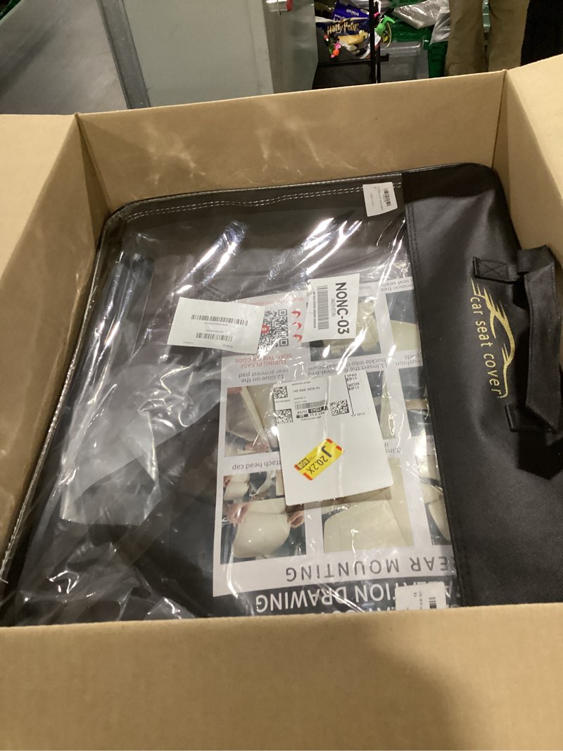 Condition photo showing Good Condition for Car Seat Covers Full Set, 5 Seats Universal Leather Seat Covers for Cars, Waterproof Front and Rear Seat Cover, Breathable Automotive Seat Cover for Most Sedans, Trucks, SUVs, Black&Brown FullSet Black&Brown