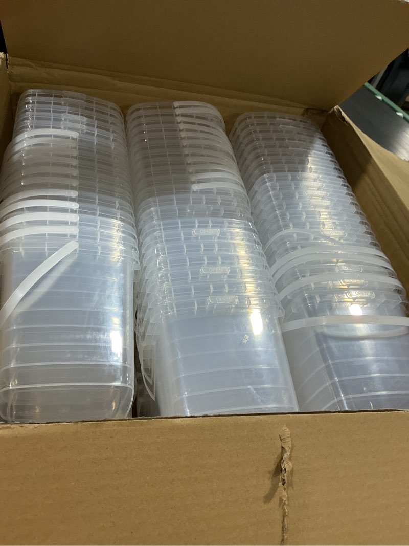 Condition photo showing Good Condition for macarrie 100 pack 34 oz square deli containers with lids clear plastic food storage containers airtight organizer bin for food prep freezer kitchen restaurant supplies 34 oz 100