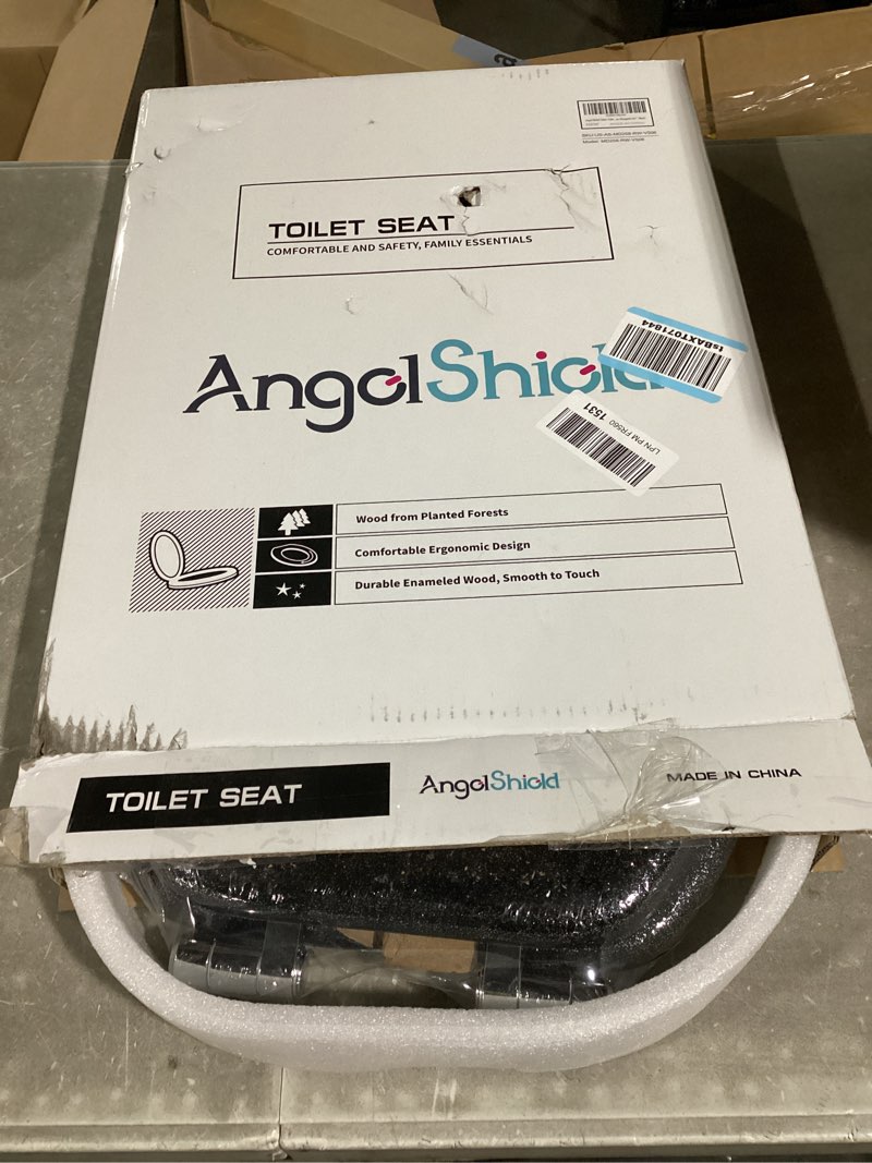 Condition photo showing New/Like New for angol shiold glitter toilet seat molded wood elongated toilet seat with quietly close and quick release hinges, easy to install also easy to clean (elongated 18.5'', black) elongated 18.5‘’ black