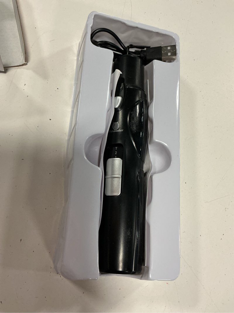Condition photo showing As Is for petsaunter dog nail grinder, 2-speed and led light, touch-switch, typec, quiet and low-vibration dog nail trimmers, and 3 ports for large dogs, medium, small dogs cats pets with hard or thick nail