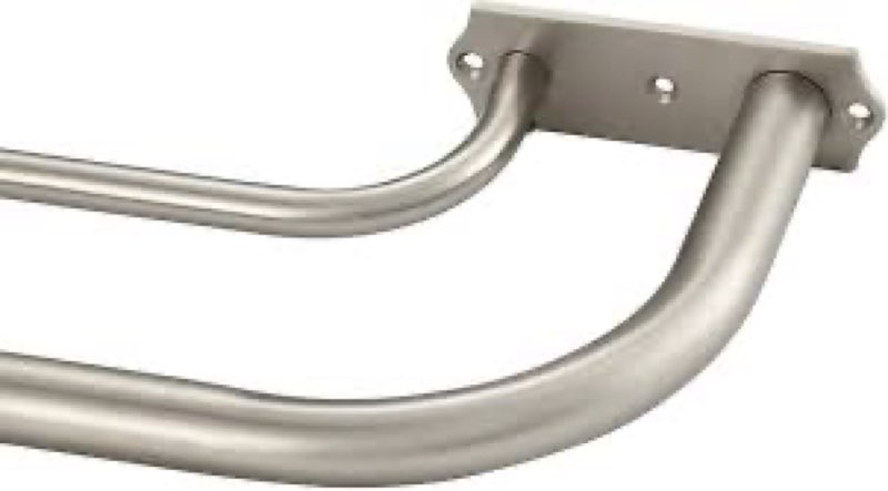 Double Curtain Rods Brushed Nickel,Room Darkening Drapery Rod 48-84 Inches,Adjustable 3/4 Inches Fro