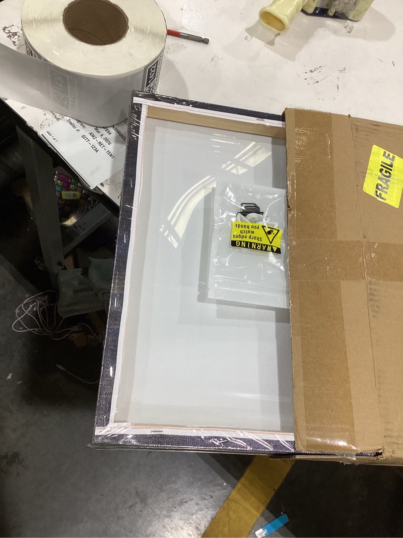 Condition photo showing As Is for Conipit Navy Blue Botanical Painting Rustic Botanical Wall Art Canvas Abstract Blue White Leaf Plant Artwork Prints Framed For Living Room Bedroom Wall Decor 16''X24''X3pcs blue 16" x 24" (3 Panels)