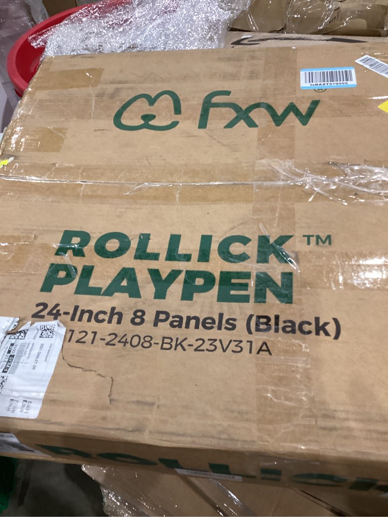 Condition photo showing Good Condition for FXW Rollick Unleashed Dog Playpen for Indoor, Yard, RV Camping, 24 inch 8 Panels for Small and Puppy Dogs, Black?Patented Black 24"H 8 Panels