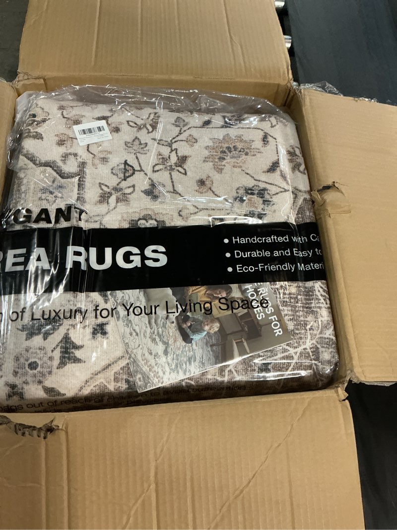 Condition photo showing New/Like New for Washable Rug 9x12 Area Rugs for Living Room Bedroom Dining Room Home Office Floor Decor -Stain & Fade Resistant Non Slip Backing Carpet,Ultra-Thin Vintage Large Carpets (Brown/Beige,9'x12') Brown / Beige 9' x 12' (Rectangular)