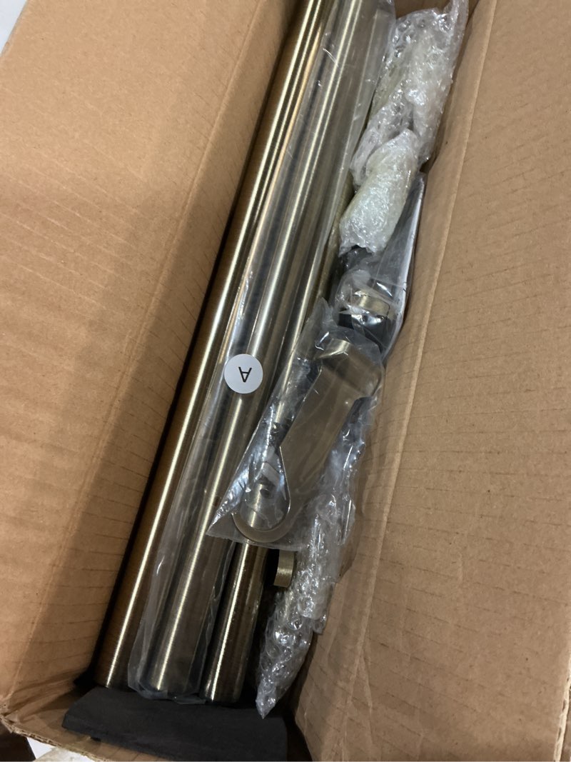 Condition photo showing Good Condition for 2 pack wrap around curtain rod for windows 28-56", internal splicing 1 inch diameter disc, adjustable room darkening curtain rod with aluminum finials and brackets, antique bronze 2pcs 28-56" antique bronze