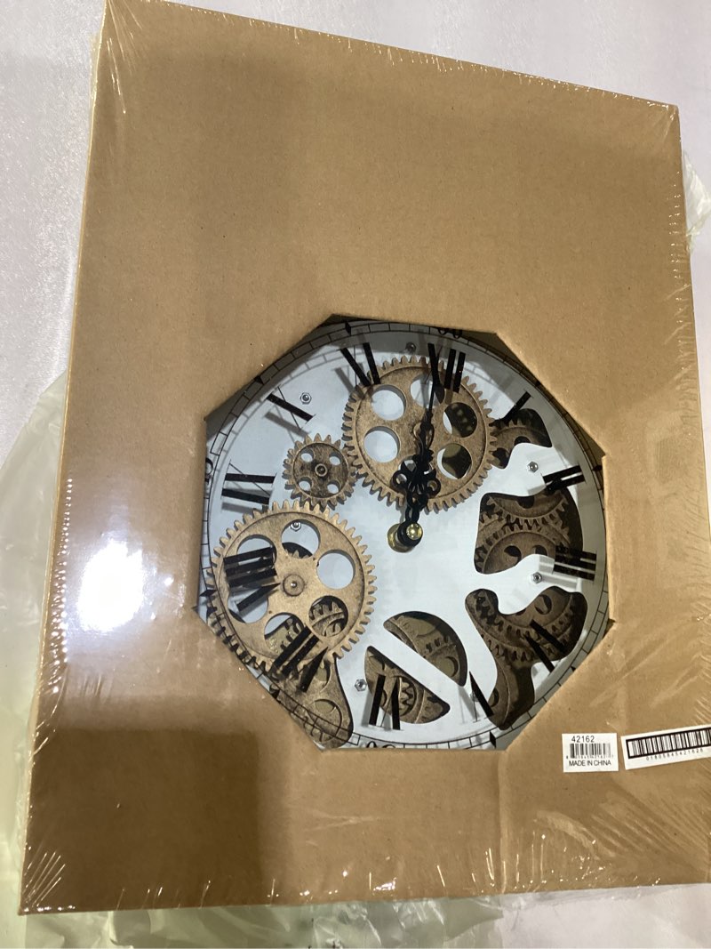 Condition photo showing New/Like New for Benjara 15 Inch Modern Roman Numeral Wall Clock, Iron, Plastic, White, Gold Finish