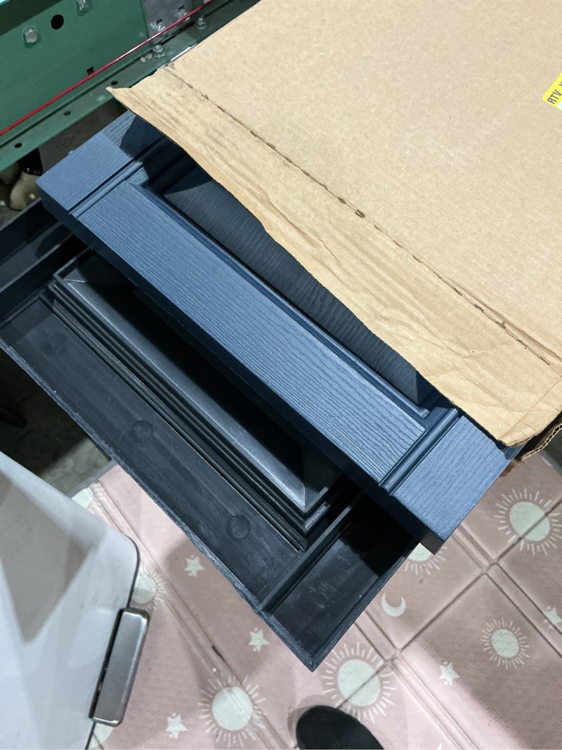 Condition photo showing Good Condition for ply gem 15 in. x 59 in. raised panel polypropylene shutters pair in dark navy