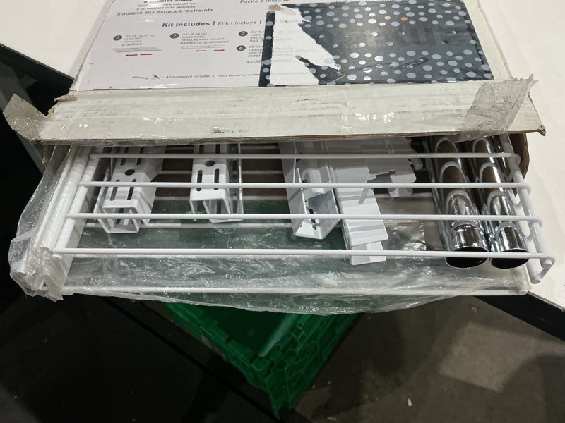 Condition photo showing Good Condition for rubbermaid 2-4ft steel expandable closet kit organization storage solution  white