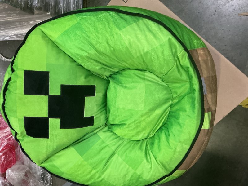 Condition photo showing New/Like New for idea nuova minecraft hillside by pod kids plush bean bag chair, 24" hx24 hx17 h, large