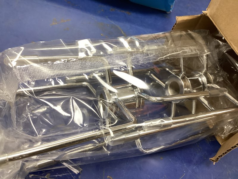 Condition photo showing New/Like New for only fire rotisserie meat forks for most grills - include 2pcs 4 pronged rotisserie forks and 1pc double sided 4 pronged rotisserie fork