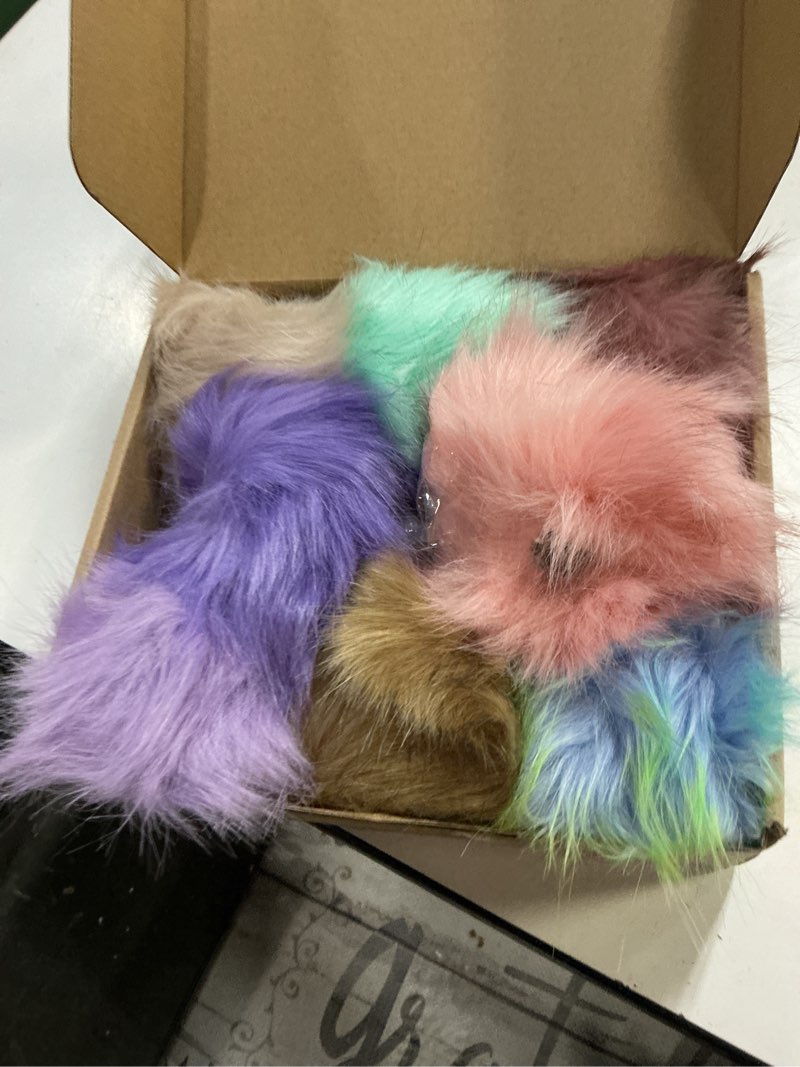 Condition photo showing Good Condition for Juinte 8 Pcs 6 Inch Large Fur Pom Pom Balls for Hats Fluffy Faux Fur Pompom Balls with Snap Button for Hat Shoes Scarves Bag Charms DIY Crafts (Gradient Color) Gradient Color 8