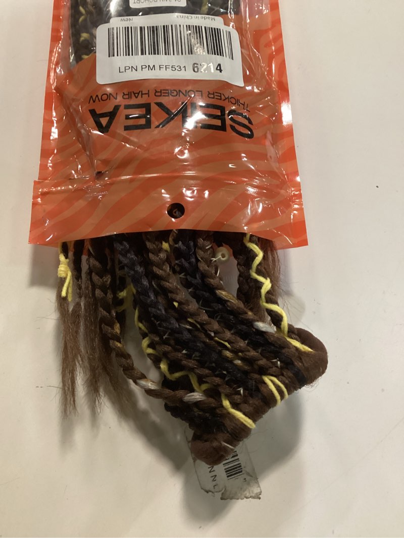 Condition photo showing Good Condition for SEIKEA Boho Braided Ponytail Extension with Hair Tie, 24" Long Viking Dreadlock Beads Ponytail Hand-braided Braids Hair Extensions Lightweight Natural Synthetic Hairpiece for Festival Cosplay Brown with Yellow 24 Inch(Pack of 1)