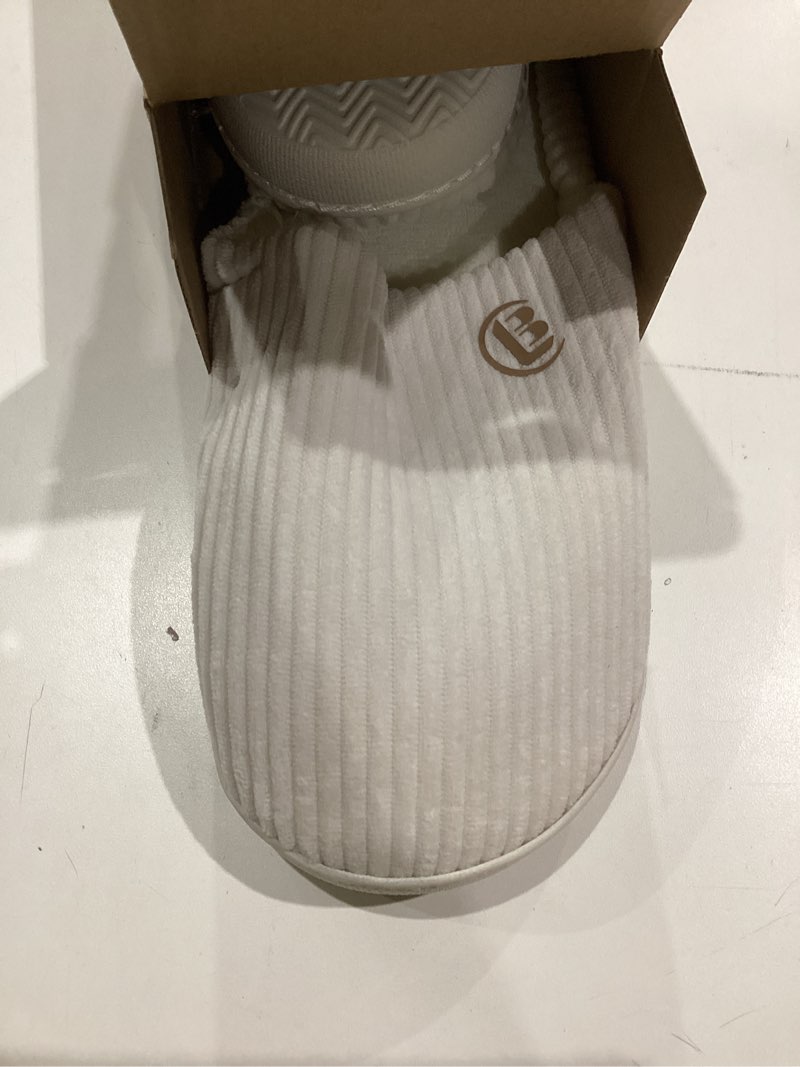 Condition photo showing As Is for LongBay Women's Slippers Soft Comfy Memory Foam Slip-On Indoor House Shoes with Non-Slip Sole 9-10 White