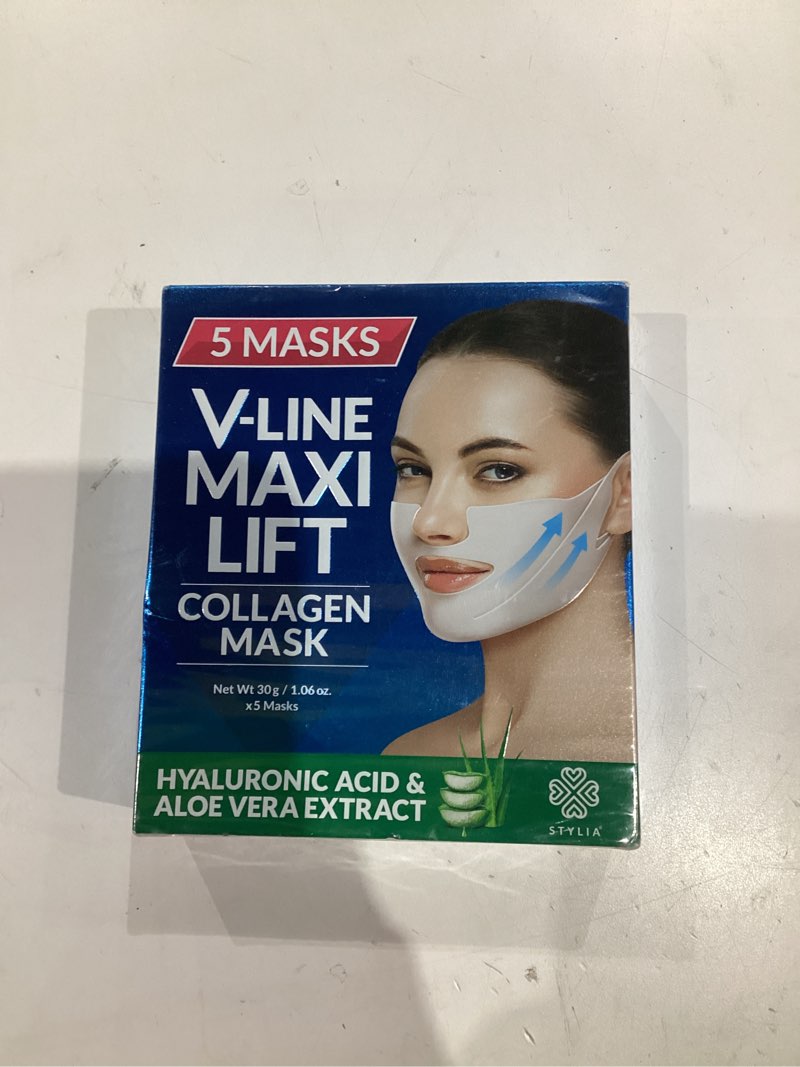 Condition photo showing New/Like New for stylia maxilift v-line lifting collagen face mask - double chin strap - jawline shaper - neck firming and tightening mask with hyaluronic acid & aloe vera - chin strap for sleeping (5pc) 5 count (pack of 1) v-line maxilift
