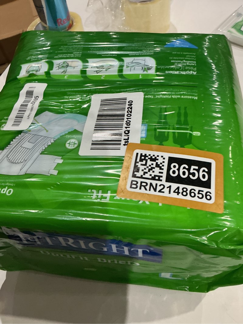 Condition photo showing Good Condition for fitright extra+ adult diapers, disposable incontinence briefs, leak-proof diaper, absorbent briefs for men and women, maximum protection, large, 44 – 56 in, 20 briefs per bag 20 count large