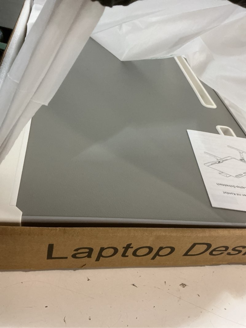Condition photo showing Good Condition for laptop bed desk with adjustable heights and angles, upgraded-sturdy foldable laptop lap desk for bed/sofa/couch/floor, lap tablet desk (no drawer, grey) gray large without bag (13.4"x23.6")