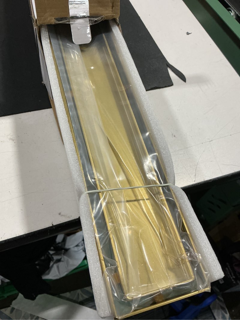 Condition photo showing Good Condition for neodrain 24-inch gold linear shower drain with tile insert cover, golden 304 stainless steel rectangle shower floor drain, linear drain with leveling feet, hair strainer, cupc certified gold 24 in