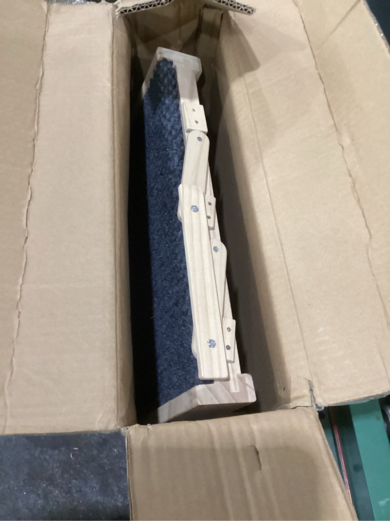 Condition photo showing Good Condition for dog ramp for bed with rails, 64" long foldable pet ramp for small large dogs, dog ramps for high beds with safety side railng, 6 adjustable heights 24" to 30" up to 220lbs (gray, 64" x 17inch) gray 64" x 17inch