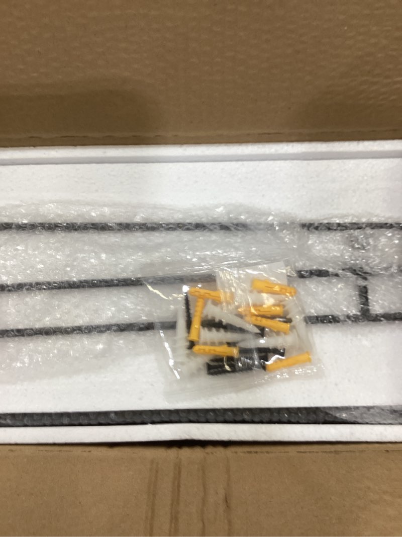 Condition photo showing New/Like New for WOPITUES Floating Shelves with Black Metal Guardrail, Shelves for Wall Decor Set of 3, Wall Shelves for Bedroom, Bathroom, Kitchen, Living Room, Plants, Picture Frames, Art- Black Black 15.7 inch