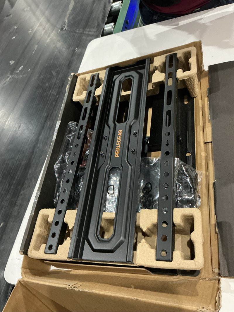 Condition photo showing Good Condition for perlegear full motion tv wall mount for 26-74 inch tvs, height adjustable tv mount, pre-assembled wall mount tv bracket with tool-free tilt, swivel, fits 16” studs, 99 lbs, max vesa 400x400mm, pgmf21 26-74 inch full motion tv wall mount