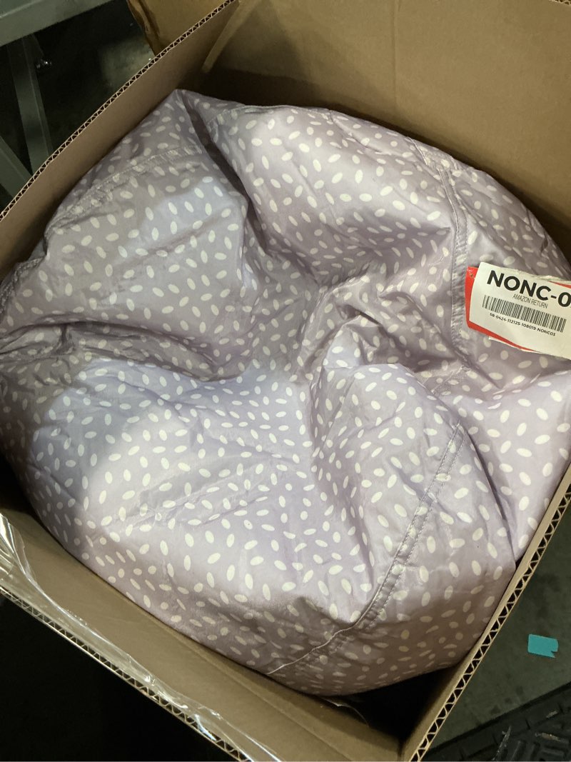 Condition photo showing Good Condition for big joe classic bean bag chair for kids bedroom and reading nook, easy-clean petal pip lilac, durable nylon polyester blend, 2 feet refillable petal pip, lilac single classic beanbag