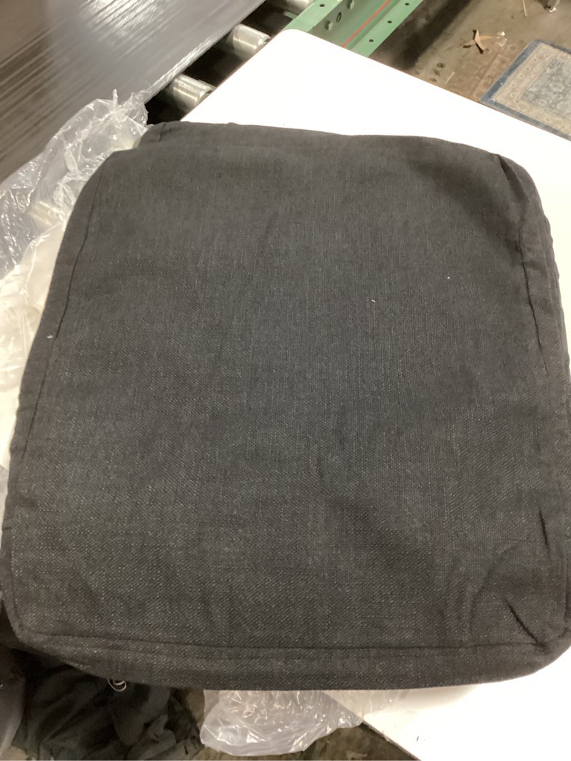 Condition photo showing As Is for downluxe Outdoor Chair Cushions for Patio Furniture, Waterproof Square Corner Memory Foam Patio Chair Cushion with Adjustable Ties and Portable Handle, 19" x 19" x 3", Black, 2 Pack