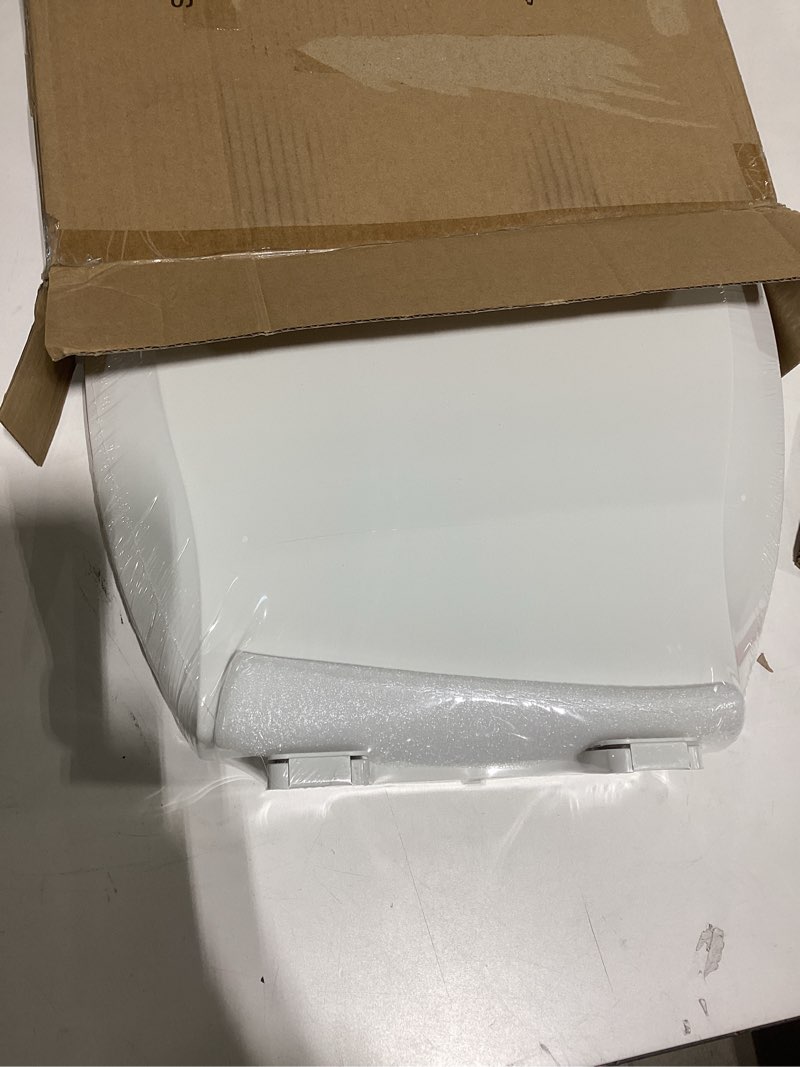 Condition photo showing New/Like New for 17 inch round toilet seat slow close, white color polypropylene toilet seat cover with never loosen durable lid, quiet and easy to install & clean round (17?) white, standard