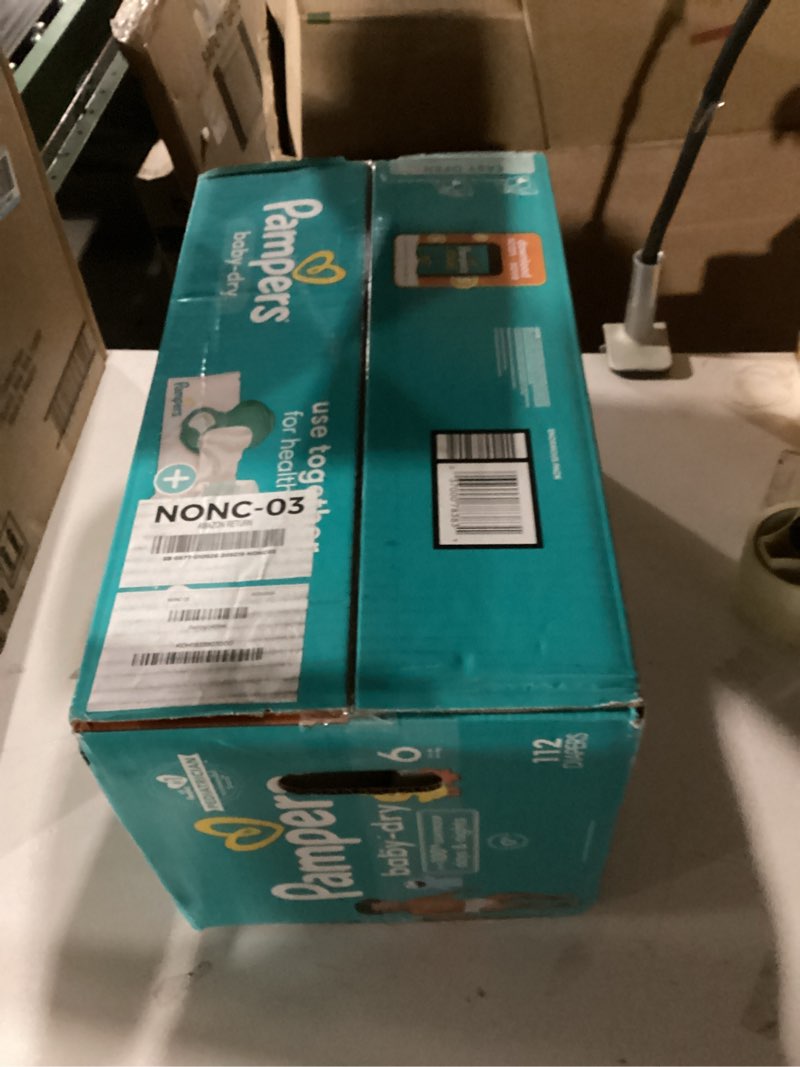 Condition photo showing New/Like New for Pampers Diapers - Baby Dry - Size 6, 112 Count, Absorbent Disposable Infant Diaper (Packaging May Vary) Size 6 112