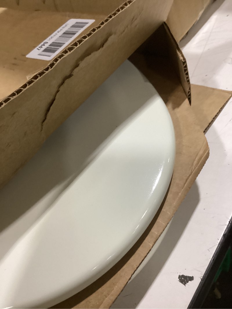 Condition photo showing Good Condition for bemis elongated enameled wood toilet seat in biscuit with easy•clean? hinge