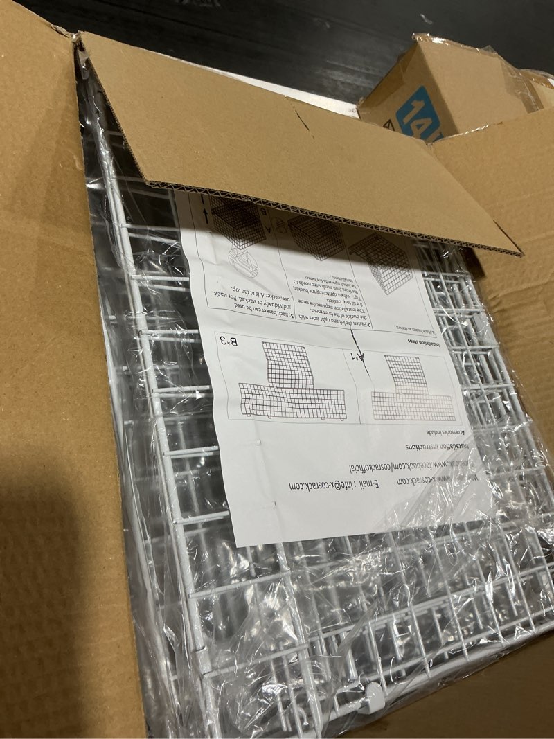 Condition photo showing New/Like New for yociyoga 4-tier stackable closet organizers and storage basket, foldable closet shelf organizer system, space-saving clothes storage drawer organizer for wardrobe, white ((patent 30022416)) 4-tier white 11.8"x 15.7"x 34.6"(d*w*h)