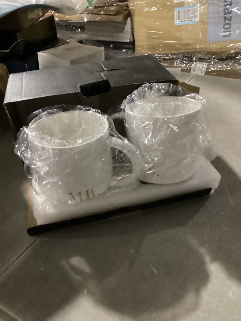 Condition photo showing New/Like New for COLLECTIVE HOME - Mr. & Mrs. Ceramic Mugs, Wedding Gift Set, Perfect Luxury Couple's Gift, Elegant Design, Premium Ceramic, 2-Piece Set (MR & MRS)