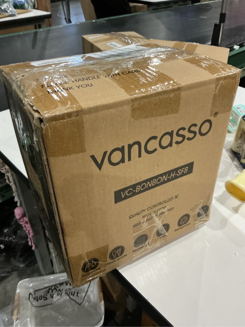 Condition photo showing New/Like New for vancasso Ceramic Serving Bowls With Lids Set of 4, Airtight Nesting Bowls for Food Storage, Meal Prep, Leftovers, Microwave and Dishwasher Safe, 60/36/20/10 oz Multicolor