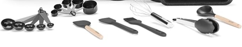 Set of 11 pieces Carbon steel baking utensils, silicone handles, dishwasher safe, professional quality, PFOA free