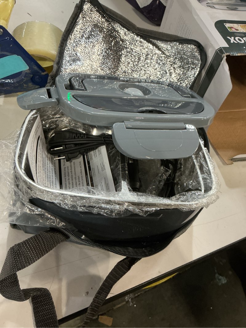 Condition photo showing New/Like New for vabaso electric lunch box for adults, 80w heated lunch box with dual 1.5l stainless steel containers, portable food warmer for men work car truck, 12v/24v/110v/220v - eternal gray