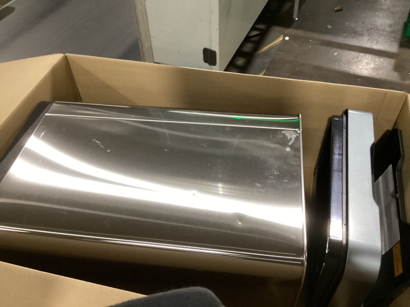 Condition photo showing Good Condition for eko mirage-t 50 liter / 13.2 gallon touchless rectangular motion sensor trash can, brushed stainless steel finish