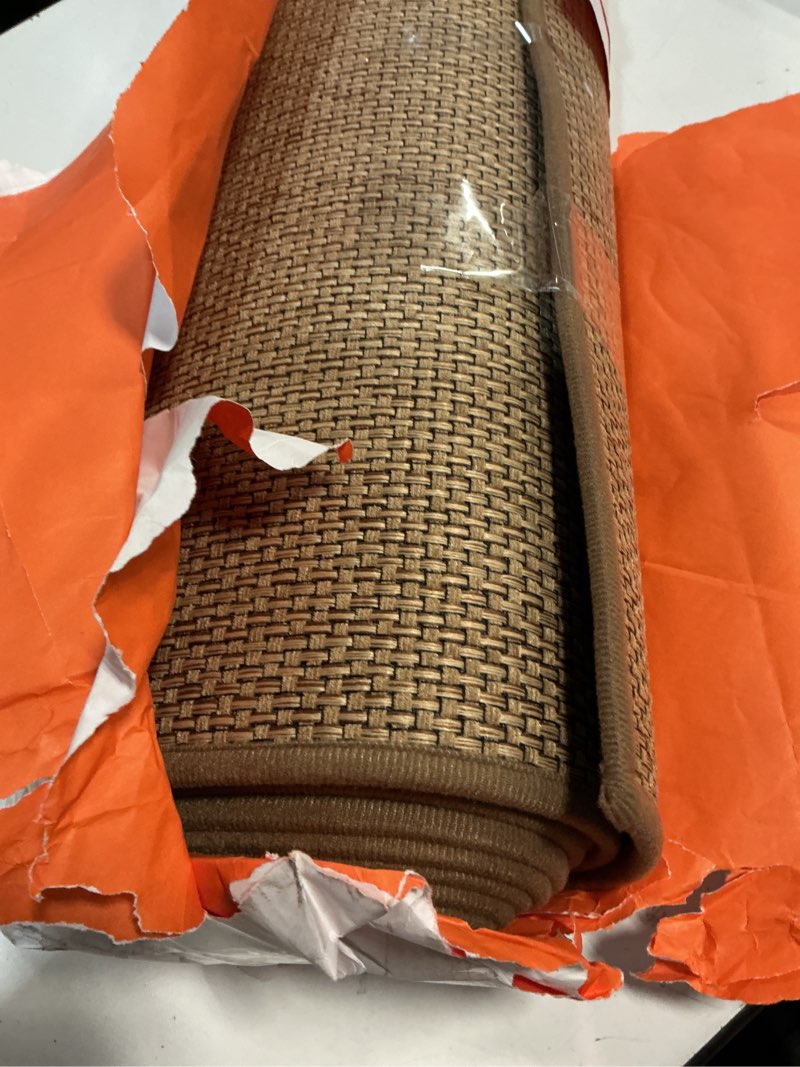 Condition photo showing Good Condition for 12ft natural jute hallway runner rug non slip washable, rubber backed long indoor entryway runner, absorbent kitchen carpet sink rug, camel camel 2'4" x 12' (rectangular)