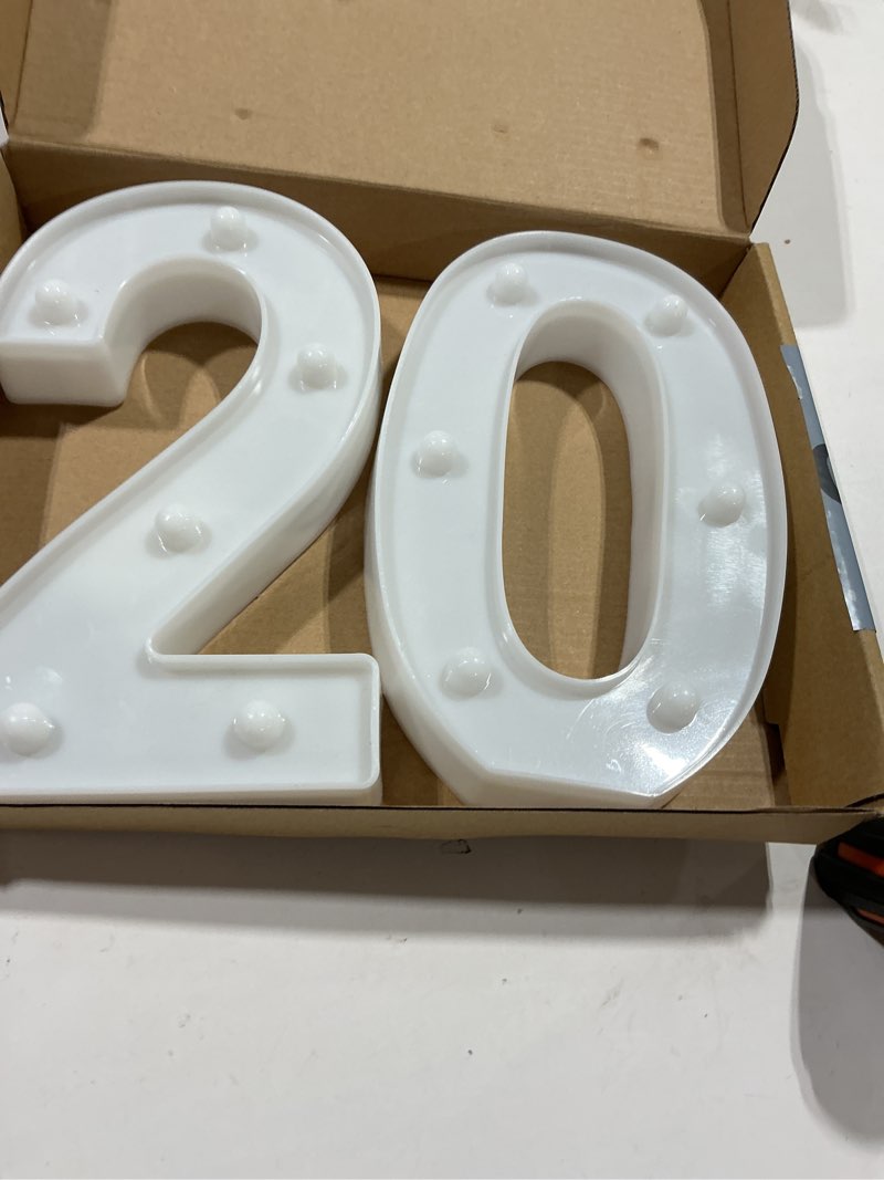 Condition photo showing Good Condition for 20th birthday decorations for women men,happy 20 year old birthday decorations for centerpieces table,20 light up numbers sign led for party backdrop wall decor for wedding anniversary home number 20